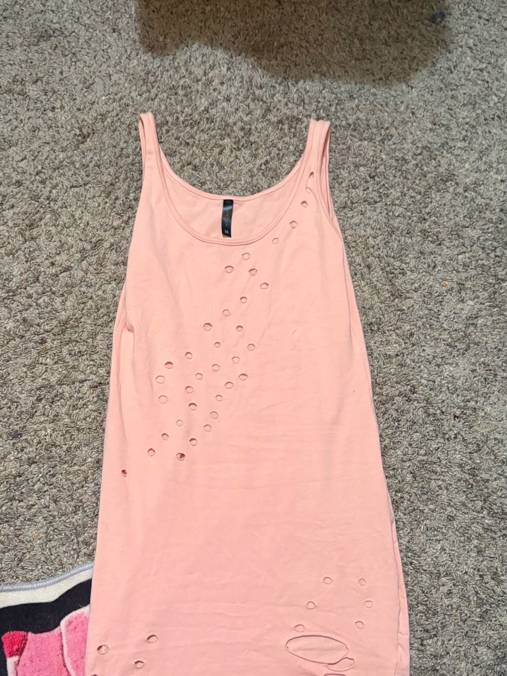Sleeveless Distressed Pink Tank Dress